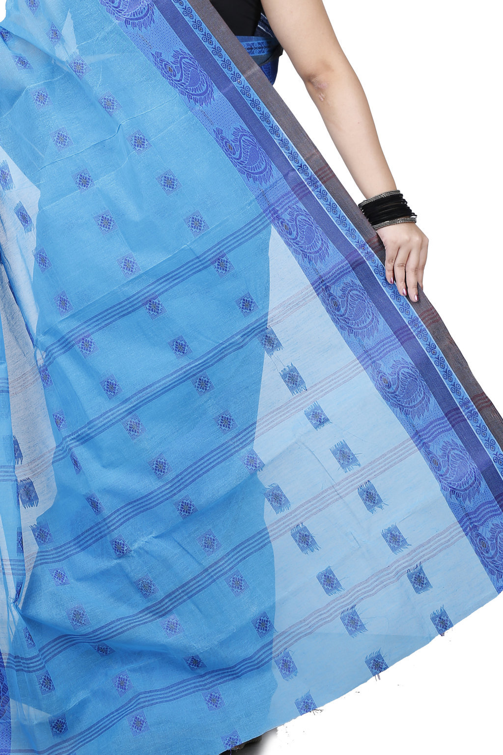 Blue Pure Cotton Aloka Tant Saree (908)